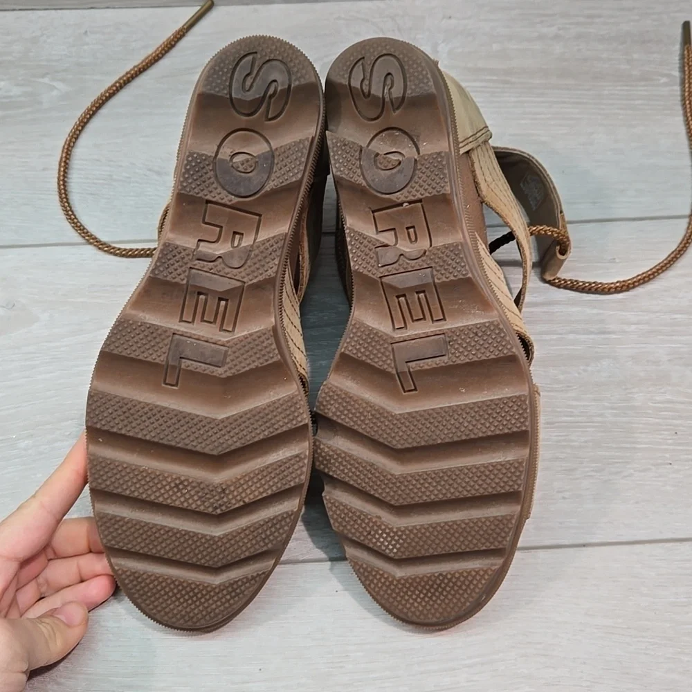 Sorel Women Joanie Ankle Lace Up Tractor Wedge Platform Sandals Boots Shoes Sz 9